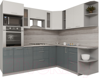 Готовая кухня Интерлиния Мила Gloss 1.88x2.4 правая - фото