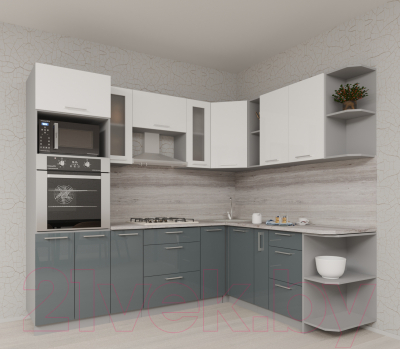Готовая кухня Интерлиния Мила Gloss 1.88x2.4 правая