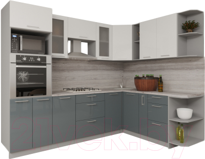 Готовая кухня Интерлиния Мила Gloss 1.88x2.8 правая - фото