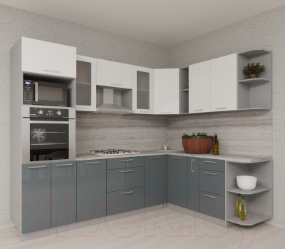 Готовая кухня Интерлиния Мила Gloss 1.88x2.8 правая