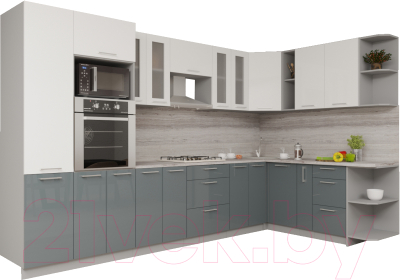 Готовая кухня Интерлиния Мила Gloss 1.88x3.4 правая - фото