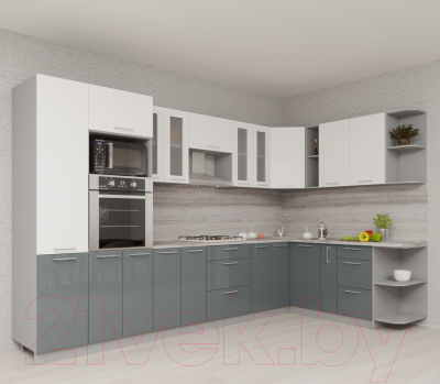 Готовая кухня Интерлиния Мила Gloss 1.88x3.4 правая