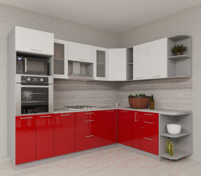 Готовая кухня Интерлиния Мила Gloss 1.88x2.8 правая