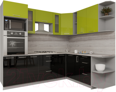 Готовая кухня Интерлиния Мила Gloss 1.88x2.4 правая - фото