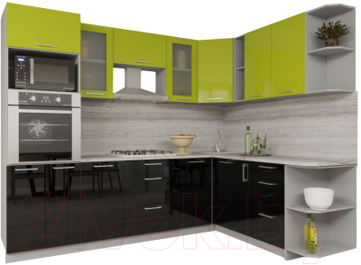 Готовая кухня Интерлиния Мила Gloss 1.88x2.6 правая - фото