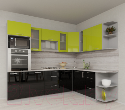 Готовая кухня Интерлиния Мила Gloss 1.88x2.6 правая