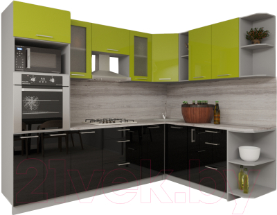 Готовая кухня Интерлиния Мила Gloss 1.88x2.8 правая - фото