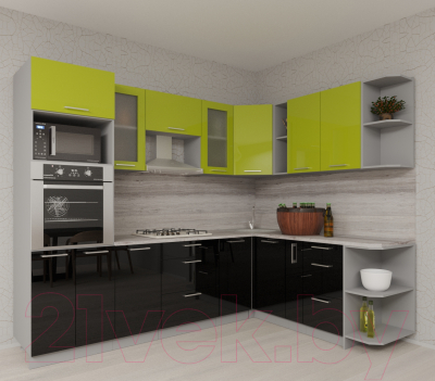 Готовая кухня Интерлиния Мила Gloss 1.88x2.8 правая