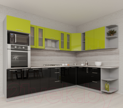 Готовая кухня Интерлиния Мила Gloss 1.88x3.0 правая