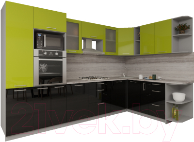 Готовая кухня Интерлиния Мила Gloss 1.88x3.2 правая - фото