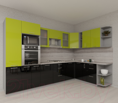 Готовая кухня Интерлиния Мила Gloss 1.88x3.2 правая