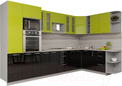 Готовая кухня Интерлиния Мила Gloss 1.88x3.4 правая - фото