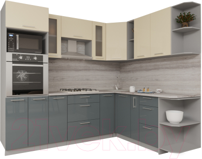 Готовая кухня Интерлиния Мила Gloss 1.88x2.4 правая - фото