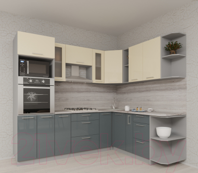 Готовая кухня Интерлиния Мила Gloss 1.88x2.4 правая