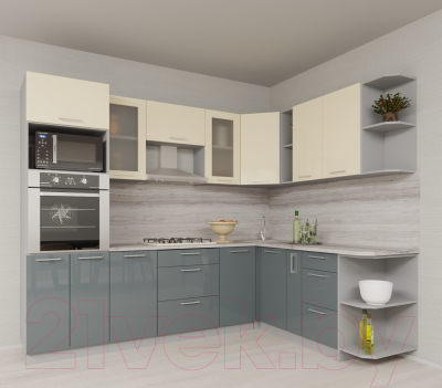 Готовая кухня Интерлиния Мила Gloss 1.88x2.6 правая