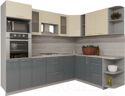 Готовая кухня Интерлиния Мила Gloss 1.88x2.8 правая - фото