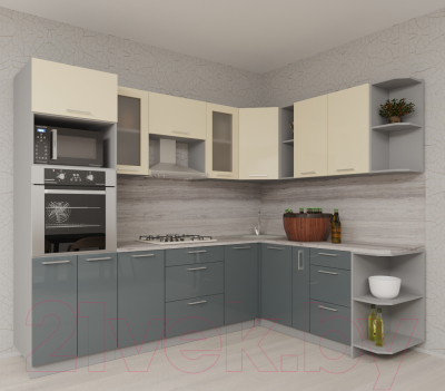 Готовая кухня Интерлиния Мила Gloss 1.88x2.8 правая