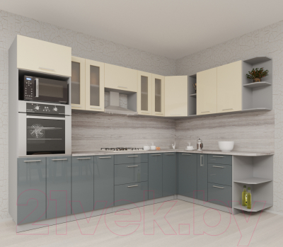 Готовая кухня Интерлиния Мила Gloss 1.88x3.0 правая