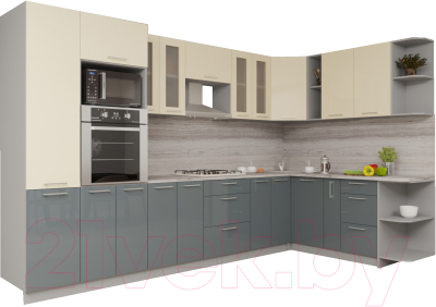 Готовая кухня Интерлиния Мила Gloss 1.88x3.4 правая