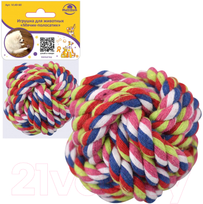 Игрушка для животных Мультидом Мячик-полосатик / VL40-60