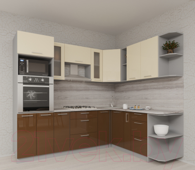 Готовая кухня Интерлиния Мила Gloss 1.88x2.4 правая