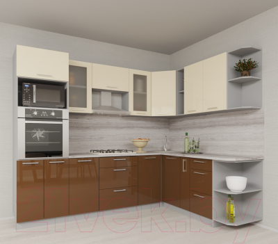 Готовая кухня Интерлиния Мила Gloss 1.88x2.6 правая