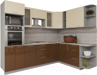 Готовая кухня Интерлиния Мила Gloss 1.88x2.8 правая - фото