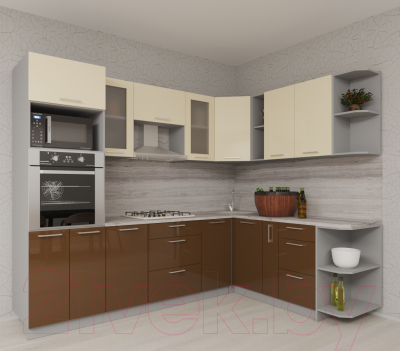 Готовая кухня Интерлиния Мила Gloss 1.88x2.8 правая