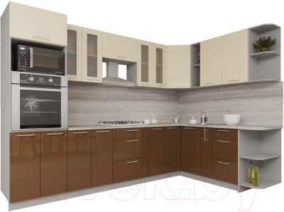 Готовая кухня Интерлиния Мила Gloss 1.88x3.0 правая - фото