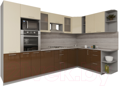 Готовая кухня Интерлиния Мила Gloss 1.88x3.2 правая - фото