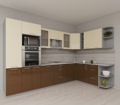 Готовая кухня Интерлиния Мила Gloss 1.88x3.2 правая