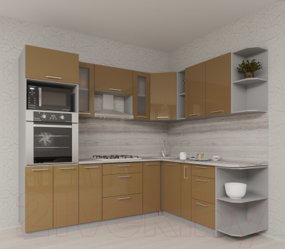 Готовая кухня Интерлиния Мила Gloss 1.88x2.4 правая