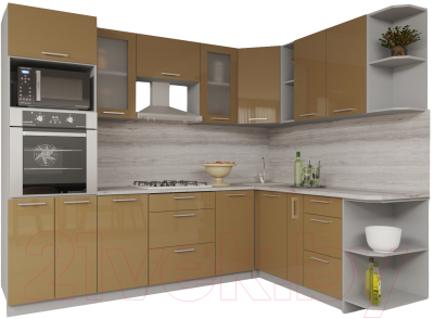 Готовая кухня Интерлиния Мила Gloss 1.88x2.6 правая - фото