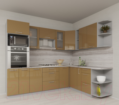 Готовая кухня Интерлиния Мила Gloss 1.88x2.6 правая