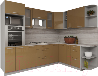 Готовая кухня Интерлиния Мила Gloss 1.88x2.8 правая