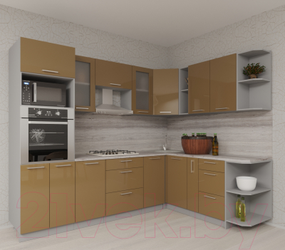 Готовая кухня Интерлиния Мила Gloss 1.88x2.8 правая