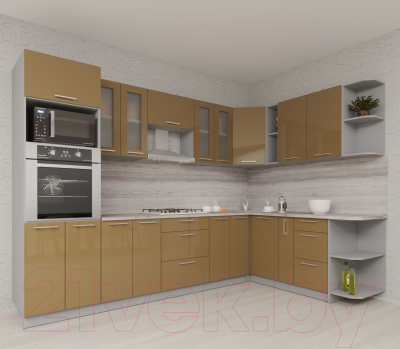 Готовая кухня Интерлиния Мила Gloss 1.88x3.0 правая