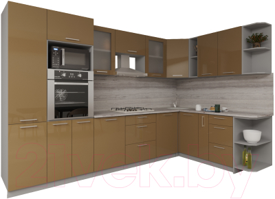 Готовая кухня Интерлиния Мила Gloss 1.88x3.2 правая - фото