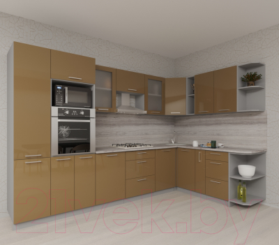 Готовая кухня Интерлиния Мила Gloss 1.88x3.2 правая