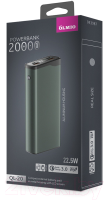 Портативное зарядное устройство Olmio QL-20 20000mAh / 043987