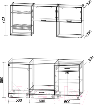 Кухонный гарнитур Интерлиния Мила Деко 1.7