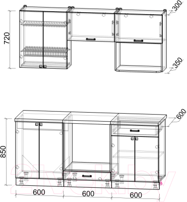 Кухонный гарнитур Интерлиния Мила Деко 1.8