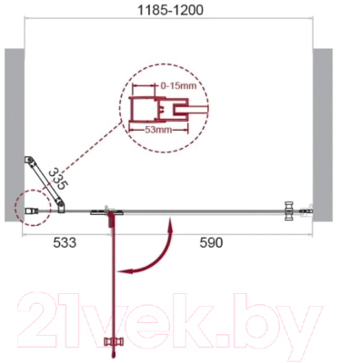 Душевая дверь BelBagno KRAFT-60/60-C-Cr-R