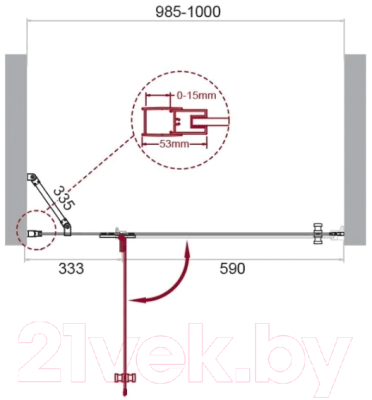 Душевая дверь BelBagno KRAFT-60/40-C-Cr-R