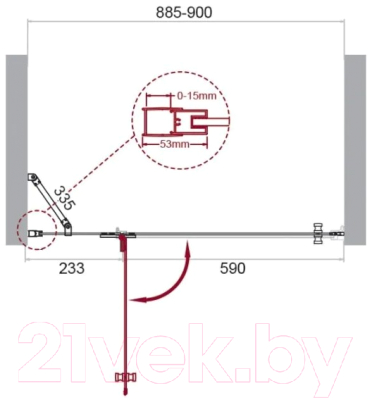 Душевая дверь BelBagno KRAFT-60/30-C-Cr-R