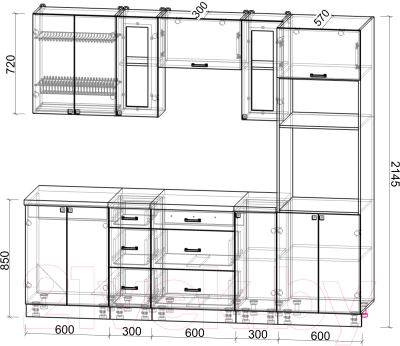 Кухонный гарнитур Интерлиния Мила Деко 2.4