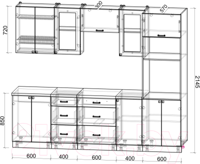 Кухонный гарнитур Интерлиния Мила Деко 2.6