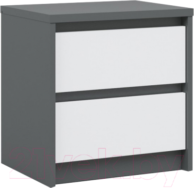 Прикроватная тумба Империал Мишель 2ящ (антрацит/белый жемчуг) - фото