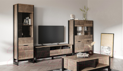 Шкаф с витриной Империал Стокгольм 2д2в низкий