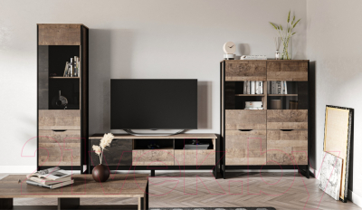 Шкаф с витриной Империал Стокгольм 2д2в низкий